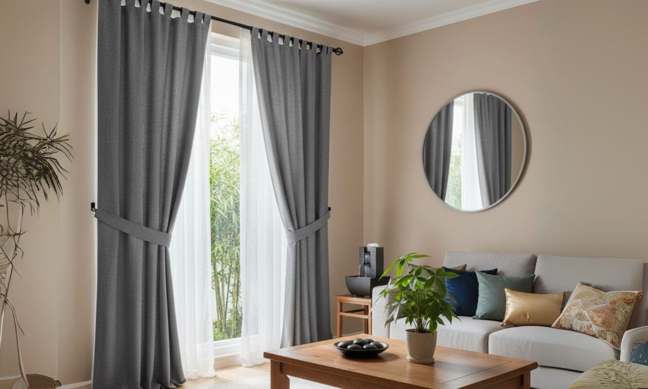 Rèm cửa màu xám và yếu tố phong thủy