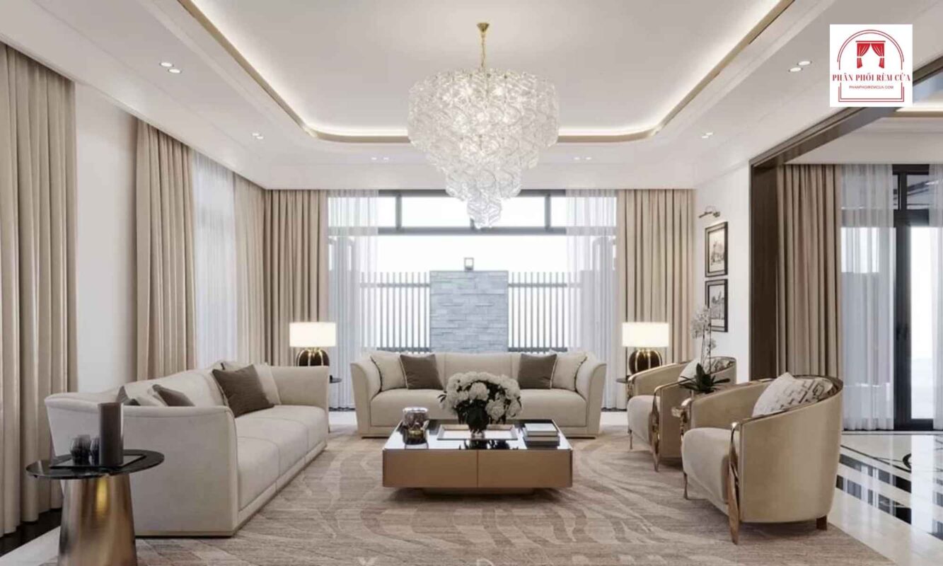 rèm được làm từ chất liệu cao cấp như lụa, satin, hoặc vải lanh, tạo sự sang trọng và độc đáo cho không gian nội thất