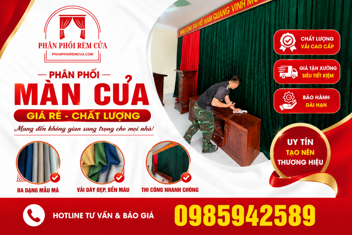 Reèm sân khấu hội trường trường học đep giá rẻ