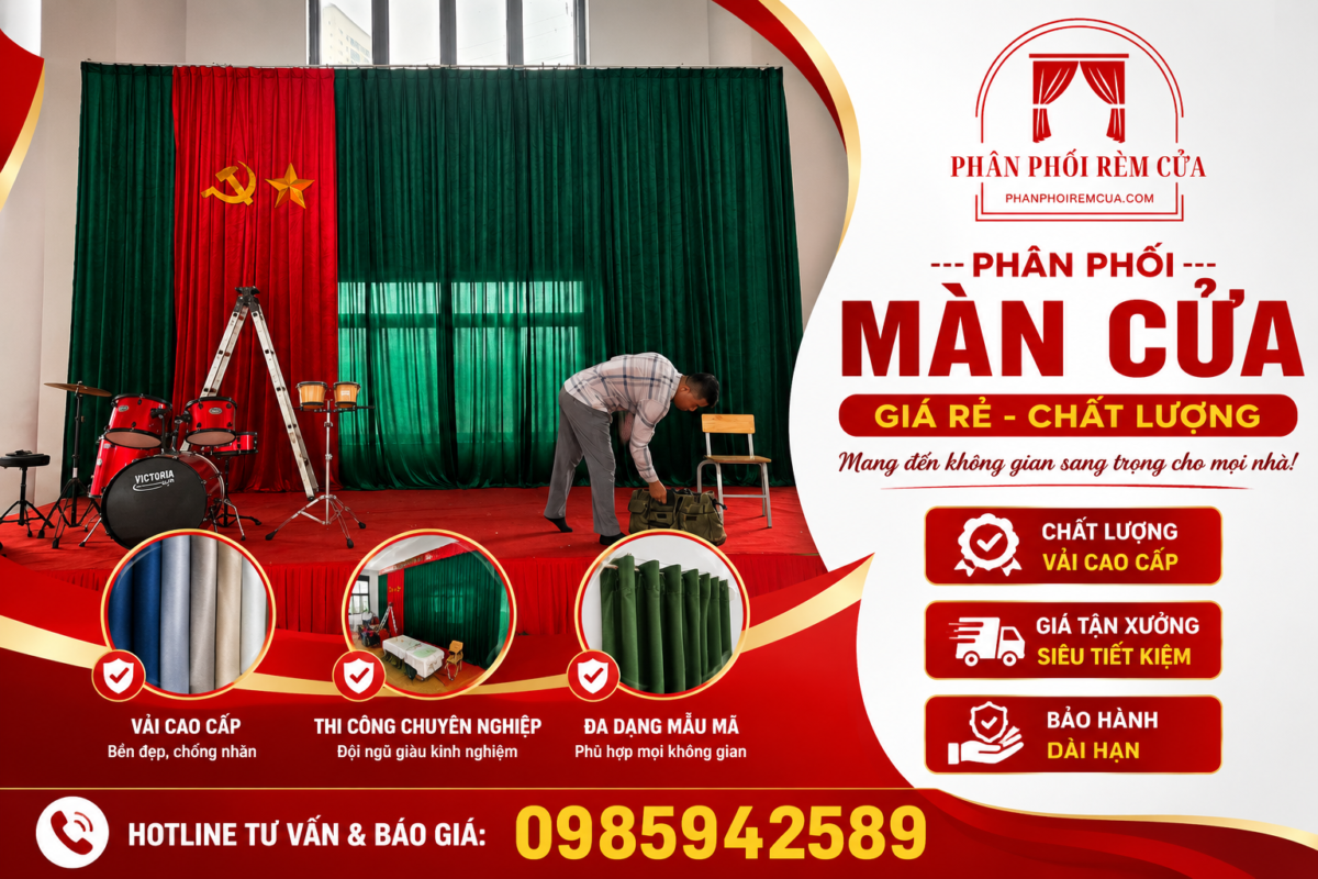 Reèm sân khấu hội trường trường học đep giá rẻ