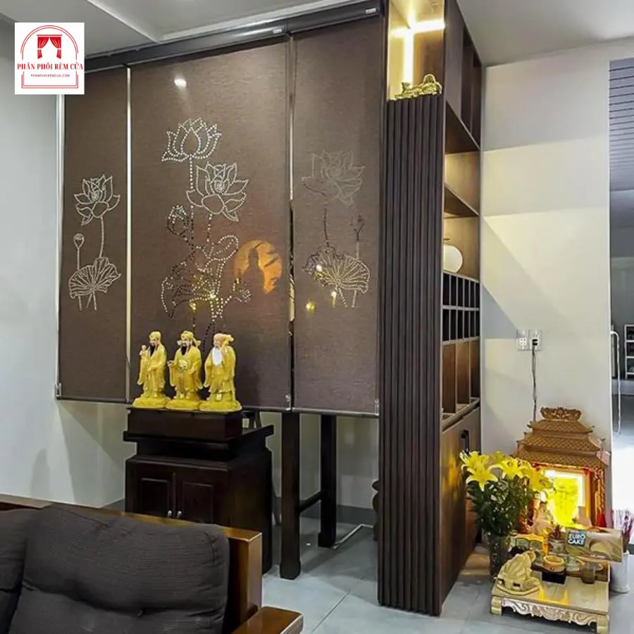 Rèm sáo gỗ phòng thờ